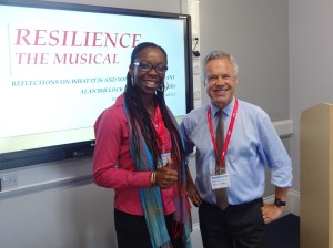With Dr Stella Adagiri, Director of Portsbridge Educational Services, after the premiere of our joint venture “Resilience: The Musical” at St John’s College, Southsea in September 2016